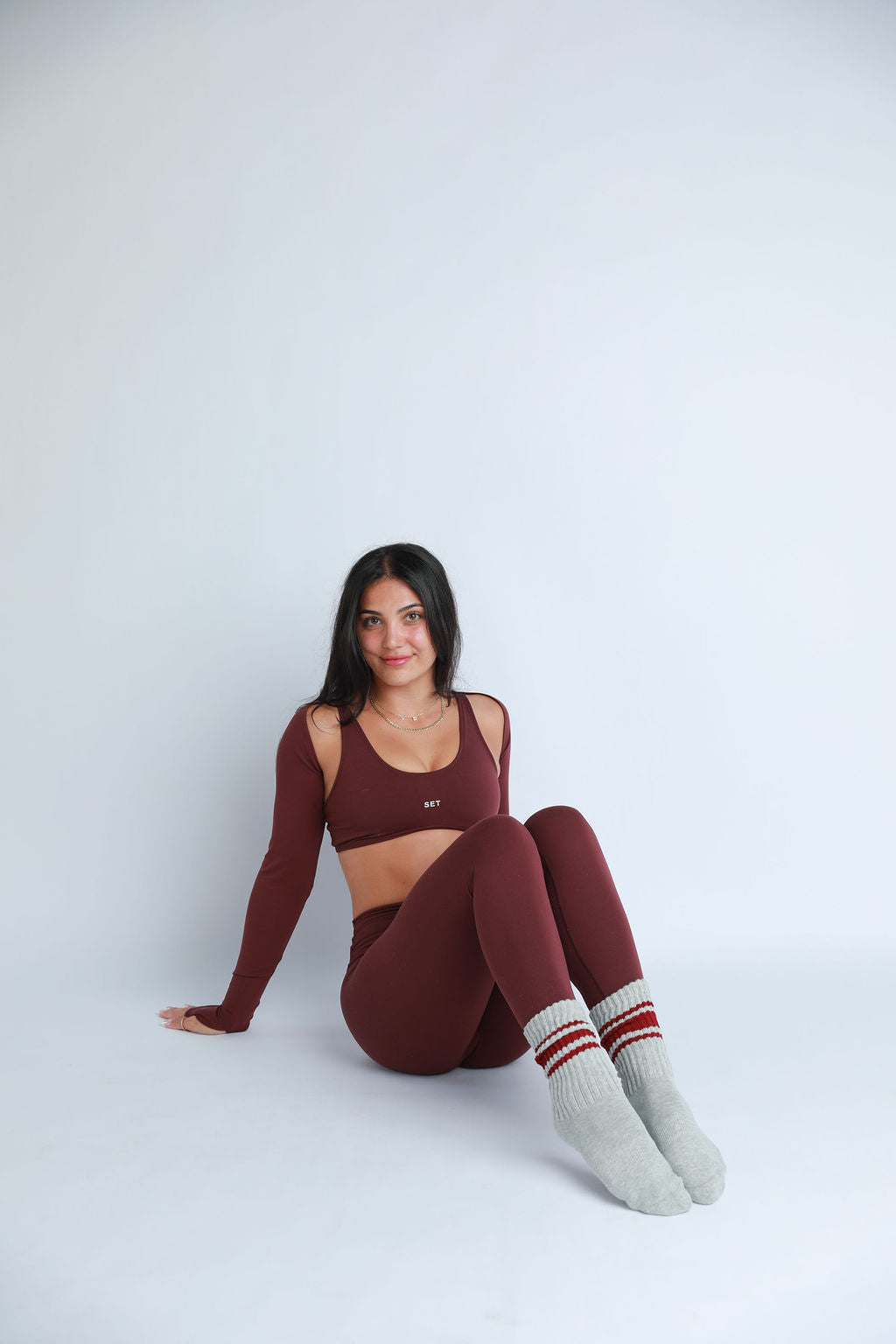 Grey & Wine Scrunch Sock