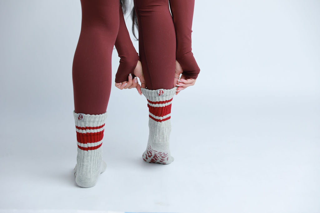 Grey & Wine Scrunch Sock