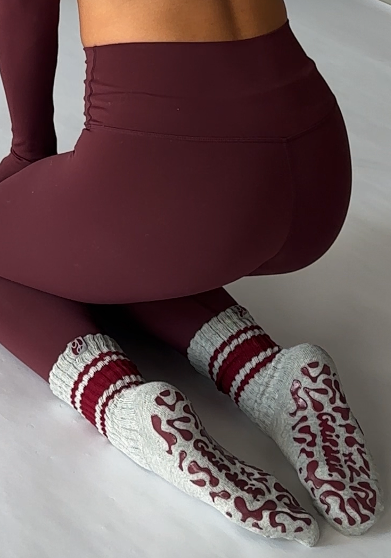 Grey & Wine Scrunch Sock
