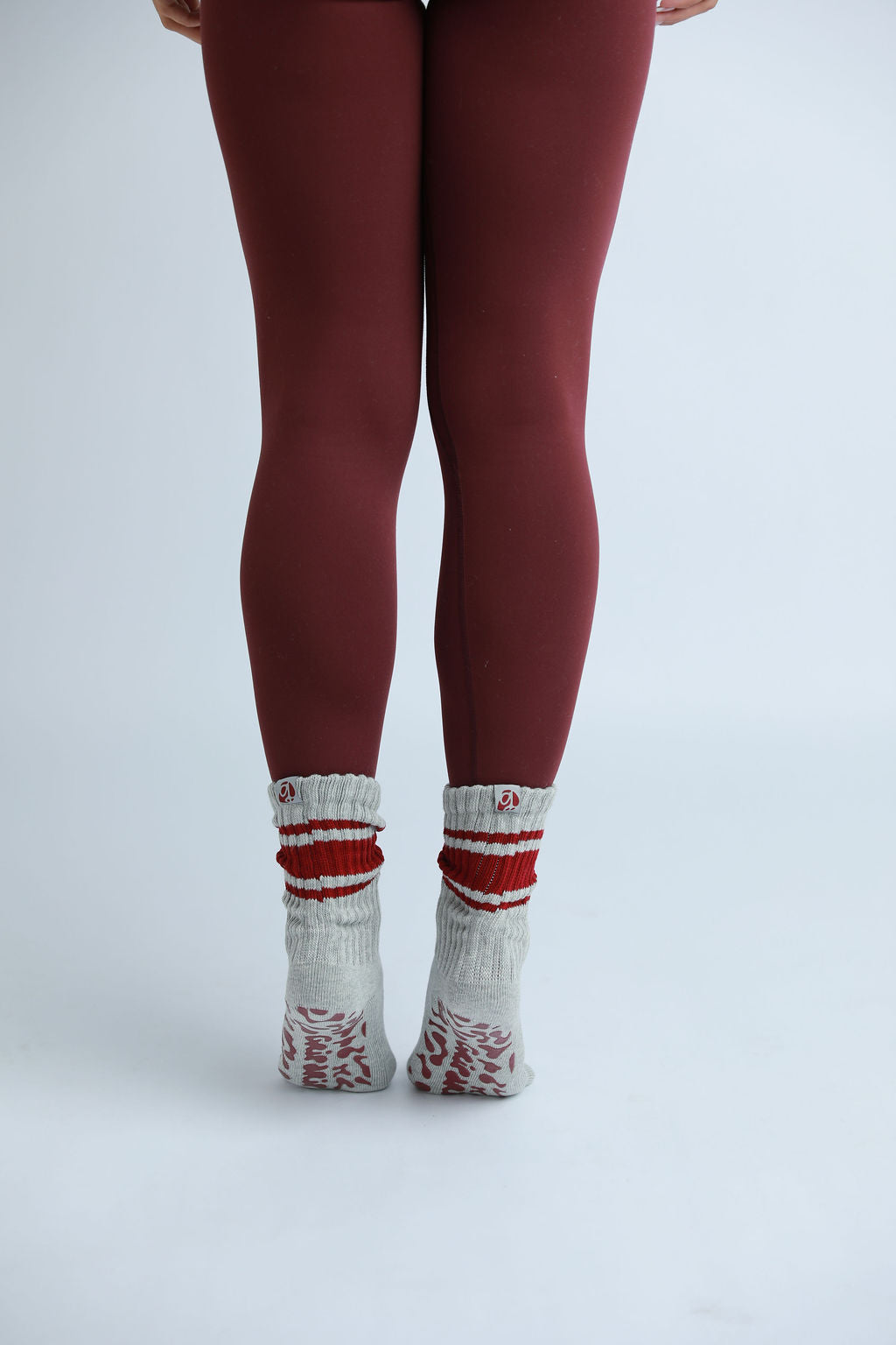 Grey & Wine Scrunch Sock